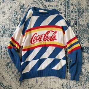 Coca Cola Men's Sweater in Blue, White, Red, and Yellow